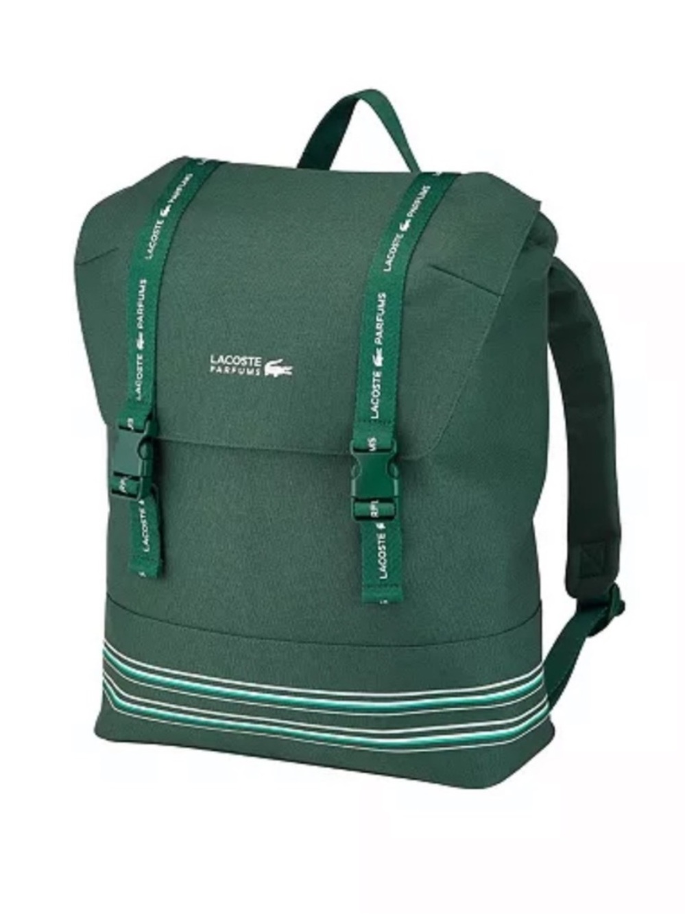 Authentic Lacoste Parfums Dark Green Canvas Flap Backpack
